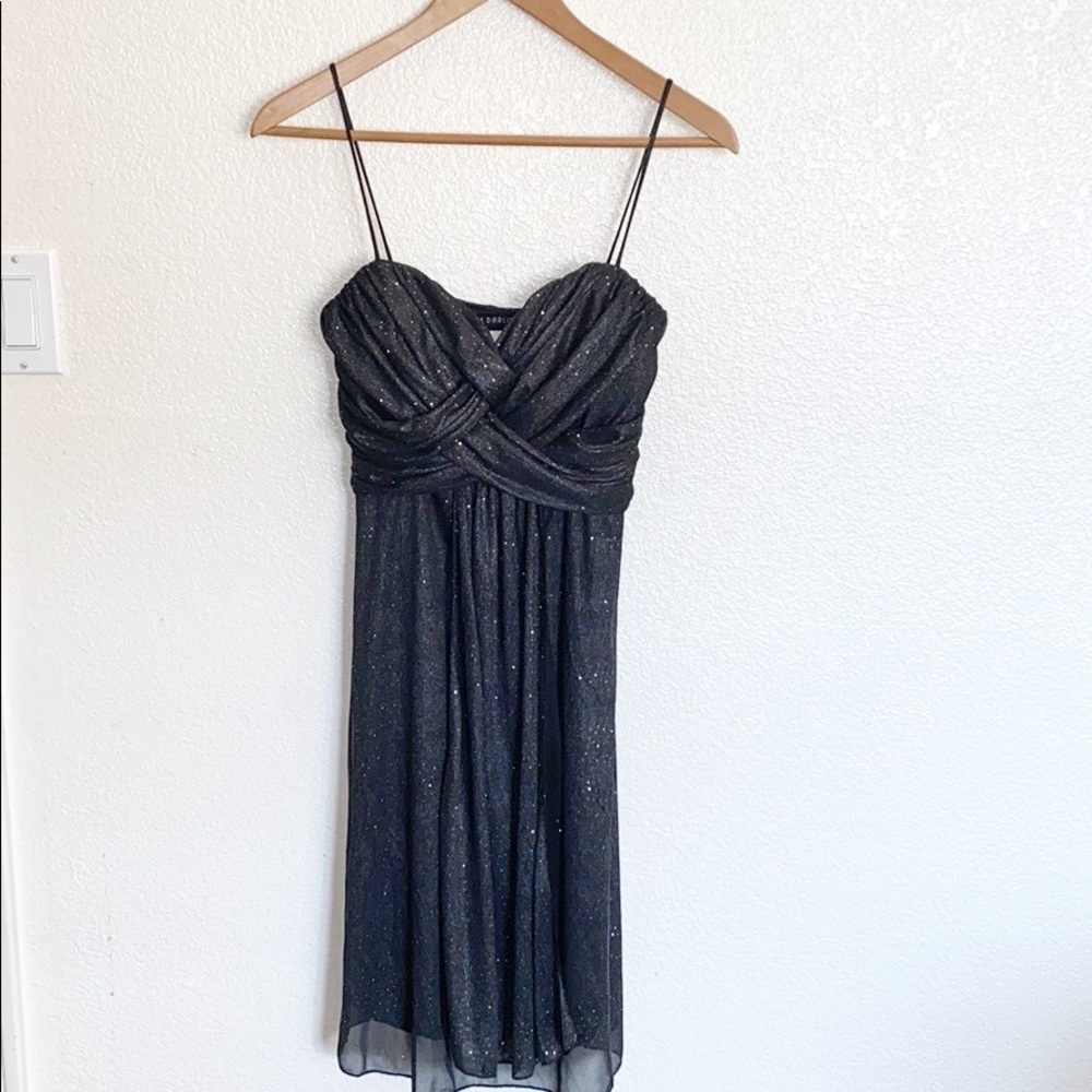B Darlin Black Gray Sparkly Tank Top Mini Dress